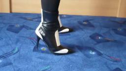 Jana shows her spike high heel booties Graceland black white