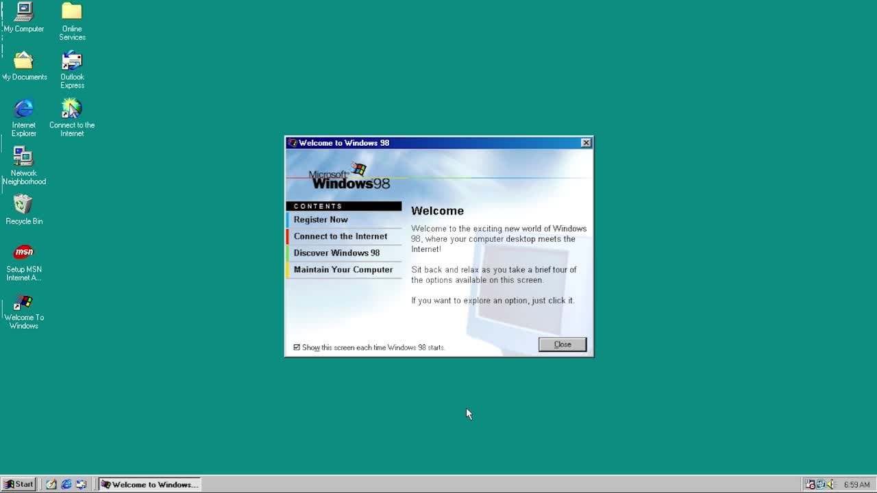Windows 98 Welcome Screen