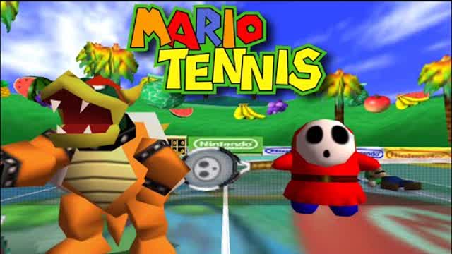 SPIKEY TURTLE Plays With MASKED DUDE - 2 vs 2 - Bowser & Shy-Guy - Mario Tennis 64 (2 Player)