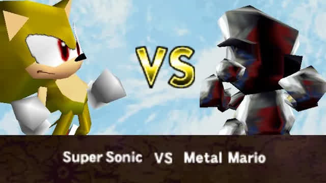 Smash Remix (Smash Bros 64 Hack) Super Sonic VS Metal Mario (P1 Handicap 2 No Items)