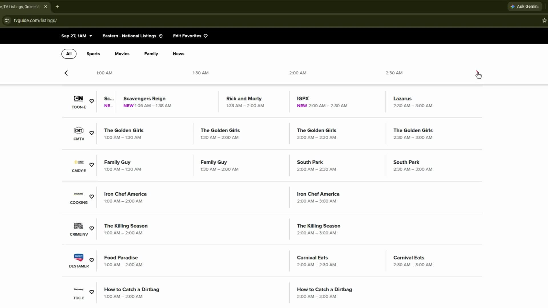 Cartoon Network/Adult Swim Schedule For September 26-October 3, 2026
