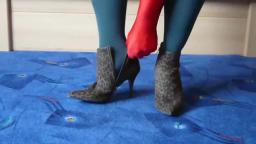 Jana shows her High Heel ankle Boots Studio London leopard