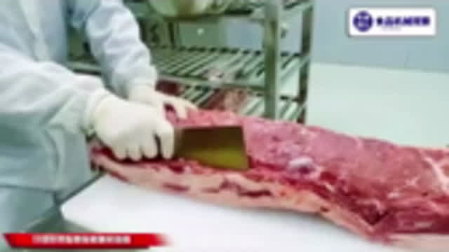 Mass steak production inside Chinese factory