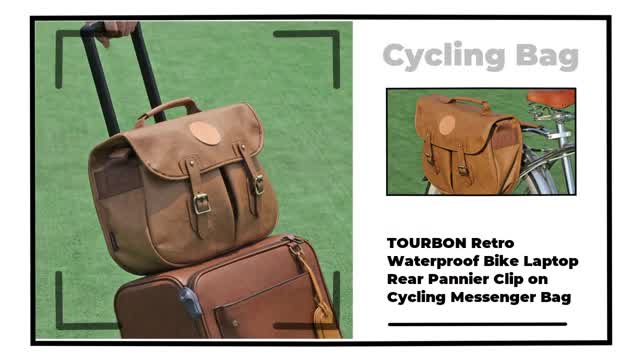 TOURBON Retro Waterproof Bike Laptop Rear Pannier Clip on Cycling Messenger Bag