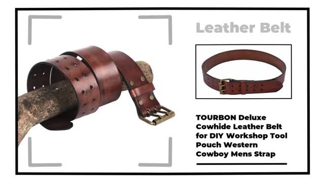 TOURBON Deluxe Cowhide Leather Belt for DIY Workshop Tool Pouch Western Cowboy Mens Strap