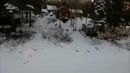 FPVDrone in Winter flakes sunny to house village! (TikTok)