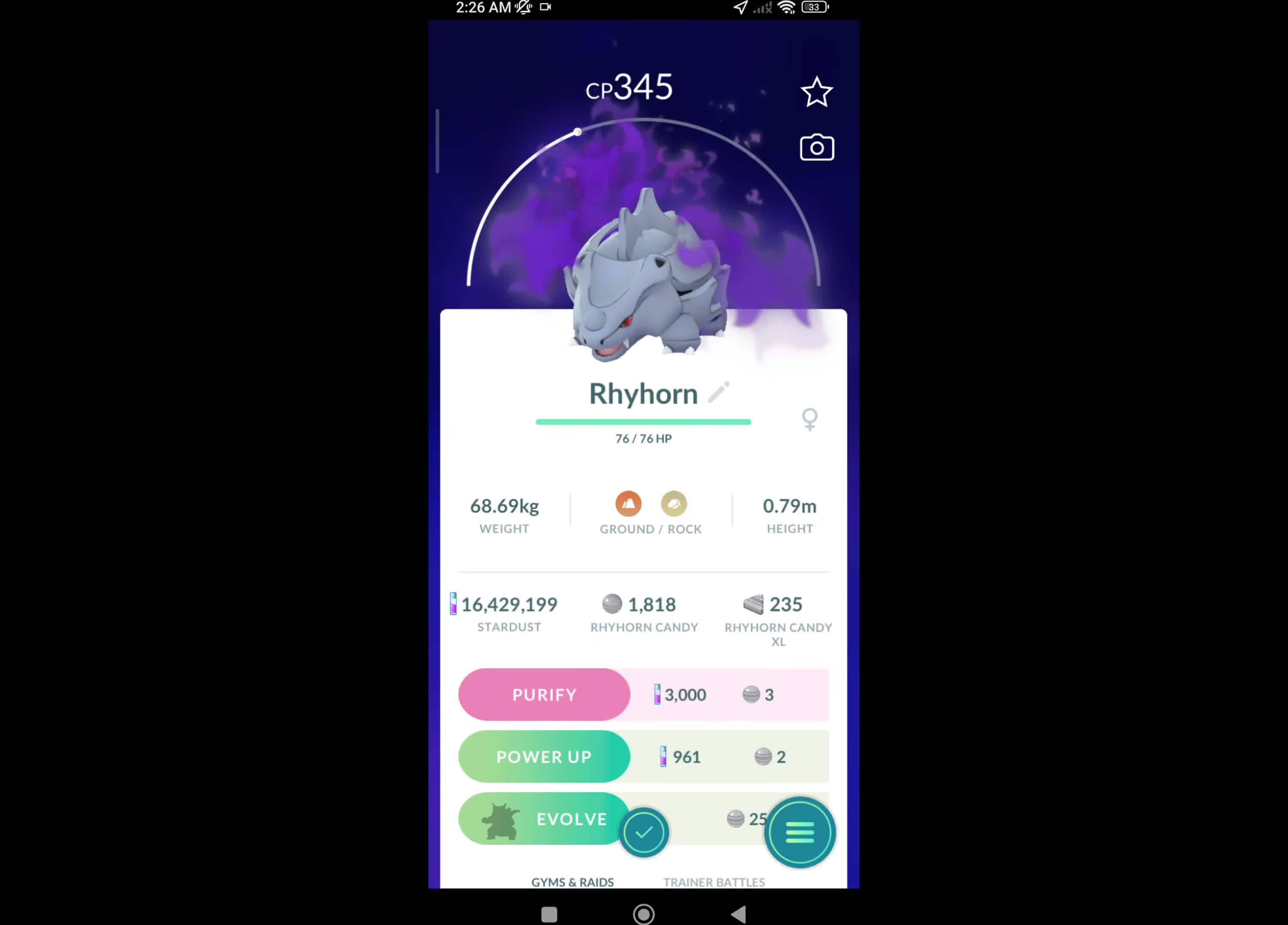 Pokémon GO-Shadow Rhyhorn