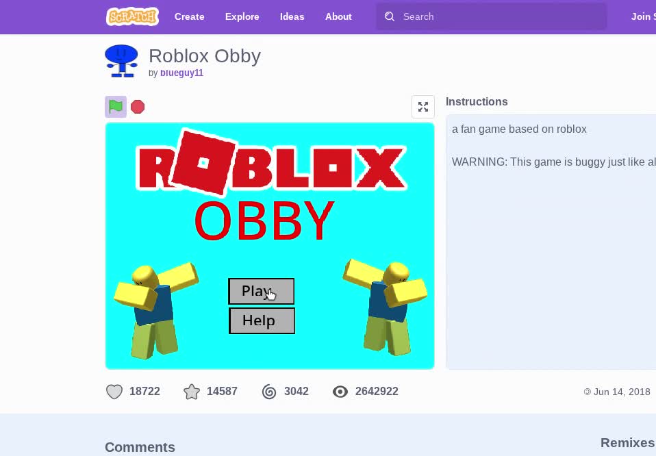 Me Playing Roblox Obby on Scratch by blueguy11