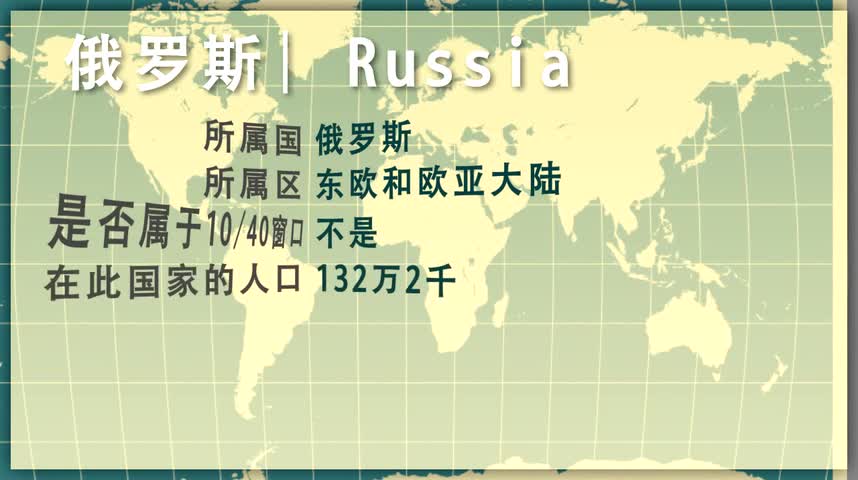 全球祷告地图 -中国的周边国家：俄罗斯 Russia