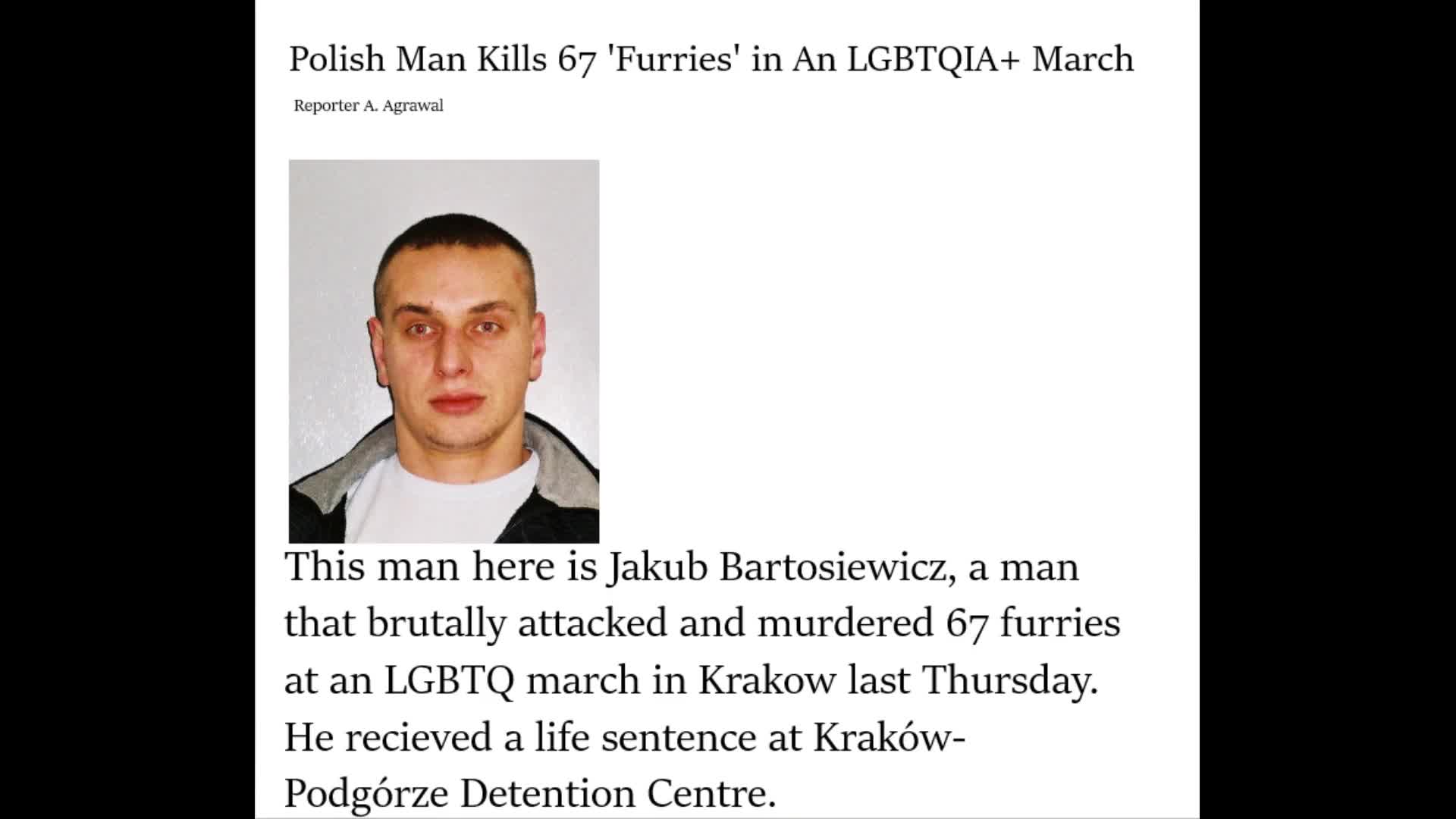 Polish Man Kills 67 Furries in An LGBTQIA+ March