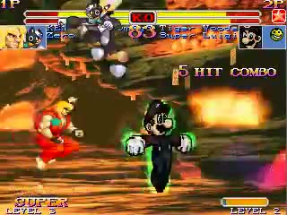 M.U.G.E.N - SF2 Ken & Zero Vs. Super Luigi & Omega Tiger Woods