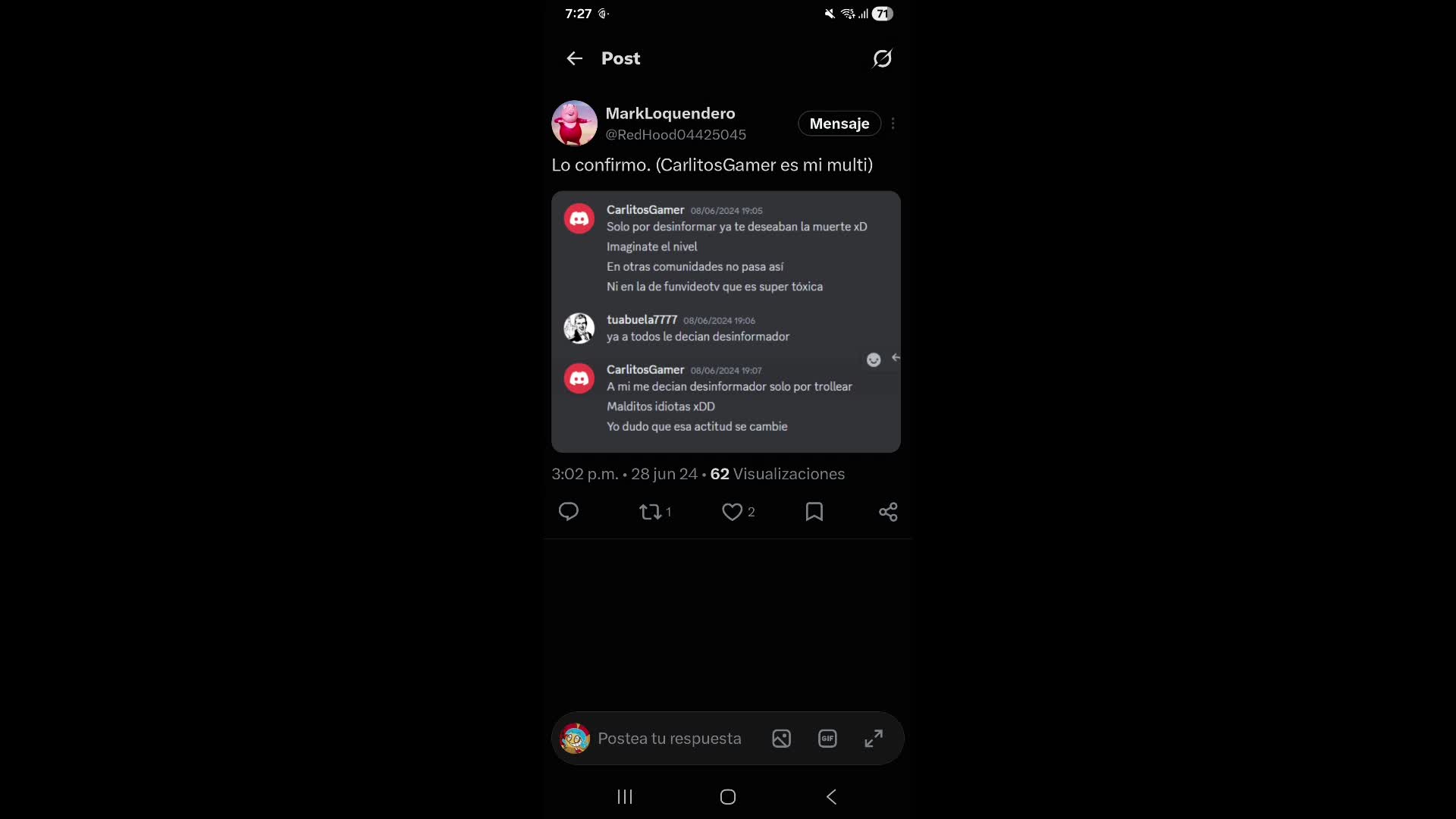 Critica corta a MarkLoquendero (Alias Tukanzer, carlitosgamer, usas multicuentas y acosas)