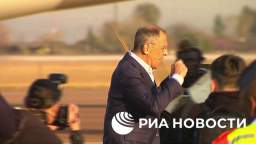 Footage of Lavrovs arrival in South Africa. At the airport, the minister was greeted with national