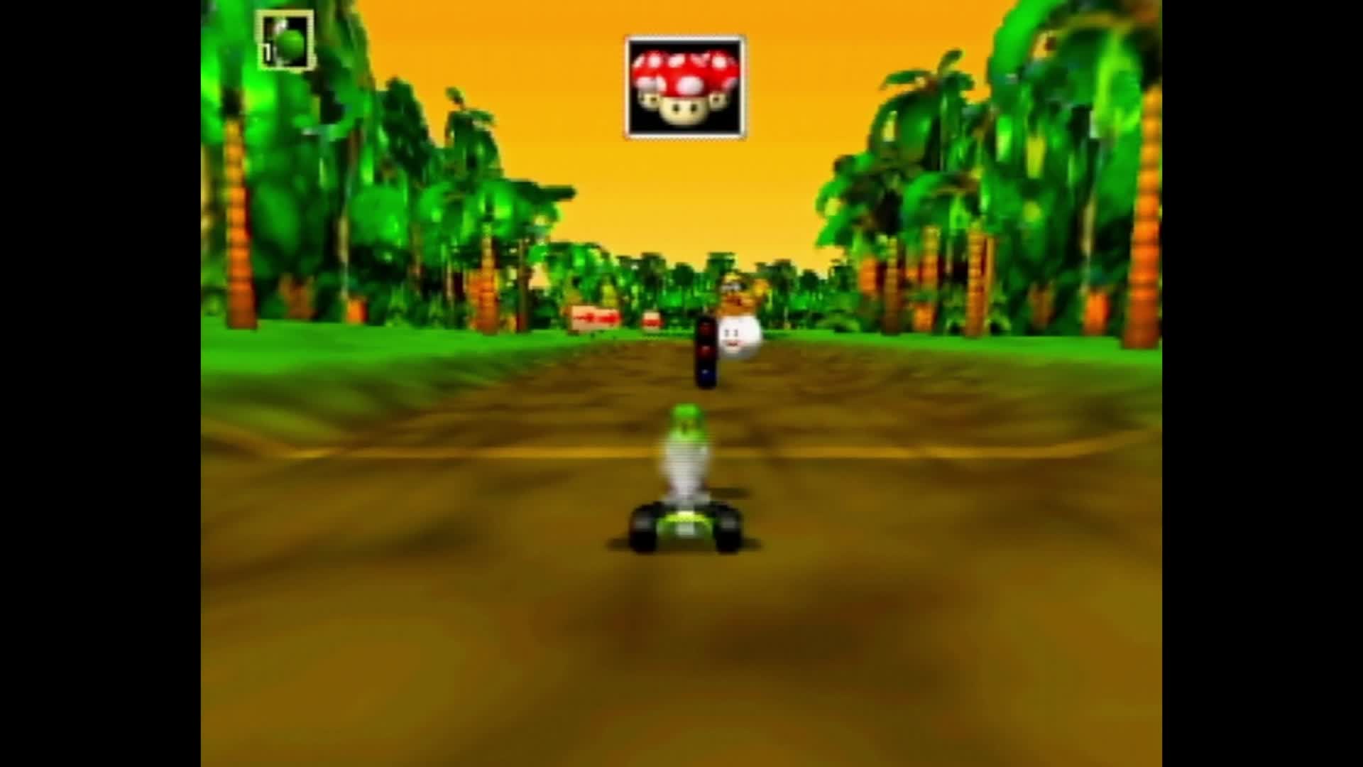 #65 on d.k's jungle parkway mario kart 64 shortcut