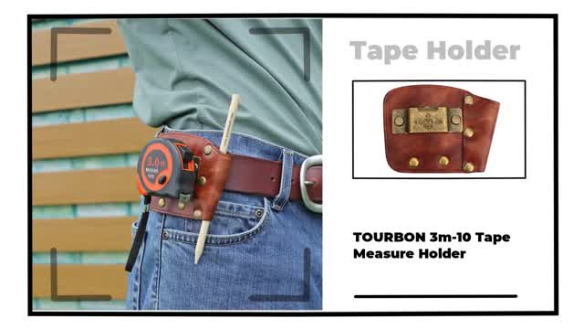 TOURBON Genuine Leather Vintage 3m-10 Tape Measure Holder 