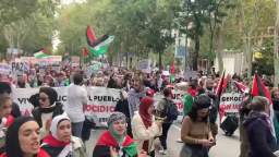 Not lagging behind the rest: rallies of solidarity with the Palestinians were also held in Madrid an