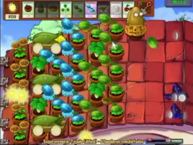 Plantas contra zombies - supervivencia tejado difícil (2/2)