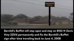 Barnhills Buffet will stay on 8102 N Davis Hwy 32514 permanently after time traveling