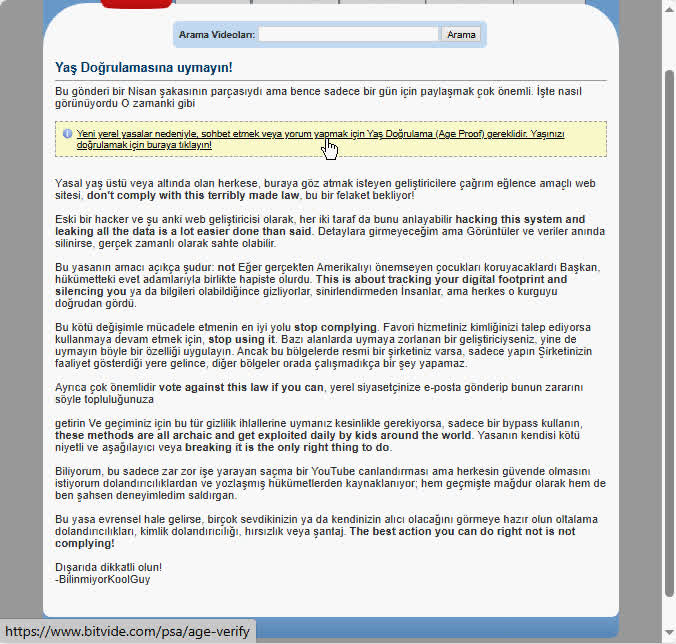 Bitvide's April Fool's joke: penis length verification.