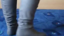 Jana shows her winter boots Jumex grey knee high