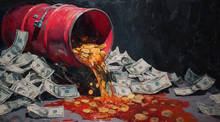 Öl Fließt aus dem Öl Rohr