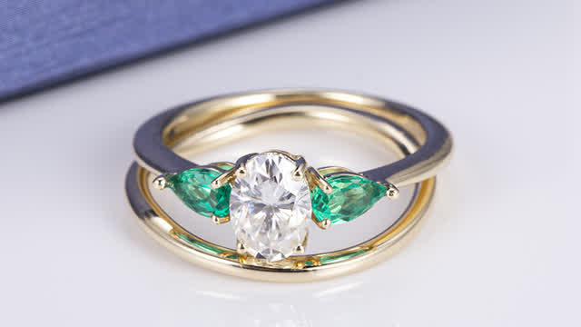 MSR-539 9K Yellow Gold Moissanite ring -Messi Jewelry