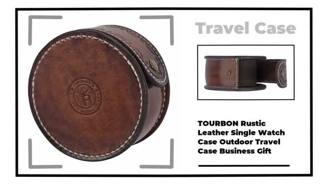 TOURBON Rustic Leather Single Watch Case Outdoor Travel Case Business Gift