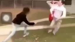 Shocking! Man tries to hit 2 people with bat and gets jumped!