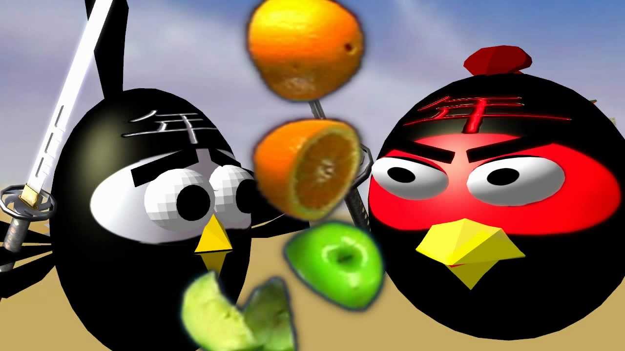 ANGRY BIRDS in FRUIT NINJA ☺ 3D animated  spoof ♫ FunVideoTV Style