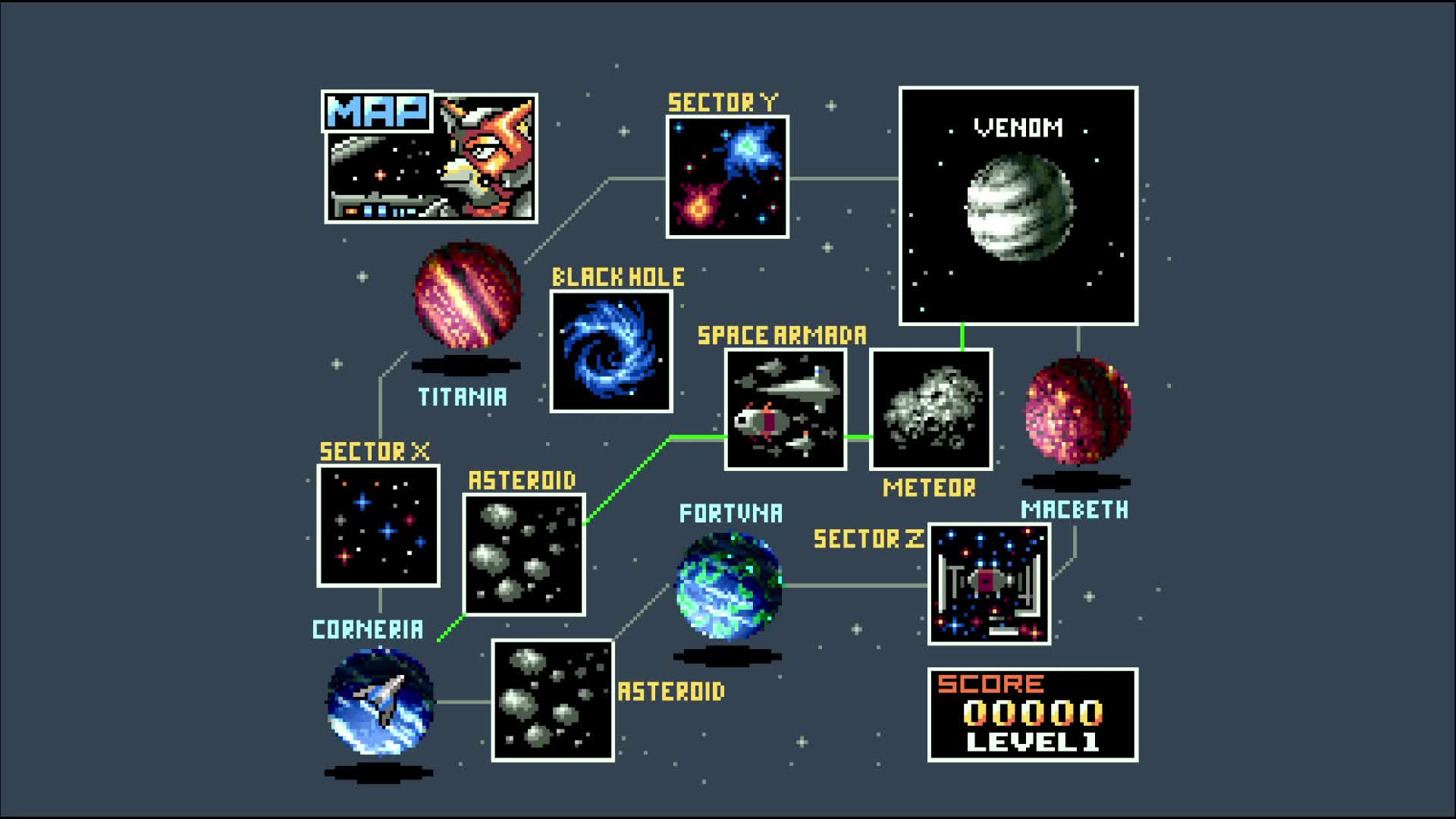 Star Fox (SNES) - Control Menu + Course Select Star Fox (SNES) - Control Menu + Course Select