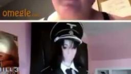 Fat woman vs girl with Nazi uniform