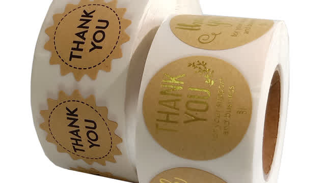 Custom thank you sticker printing gold stamping label roll