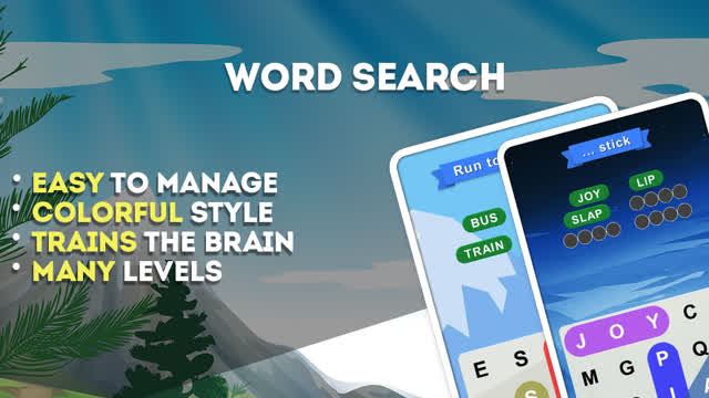 Find the hidden words. Word Search will help you. Train your vocabulary!