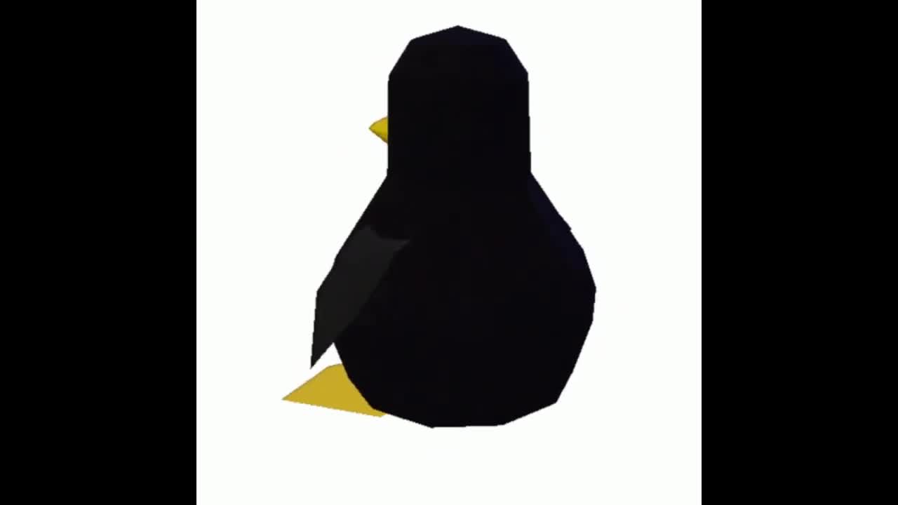 low poly penguin spinning