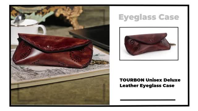 TOURBON Unisex Deluxe Leather Eyeglass Case