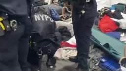 In New York on Randalls Island, illegal immigrants attacked police at a migrant shelter.