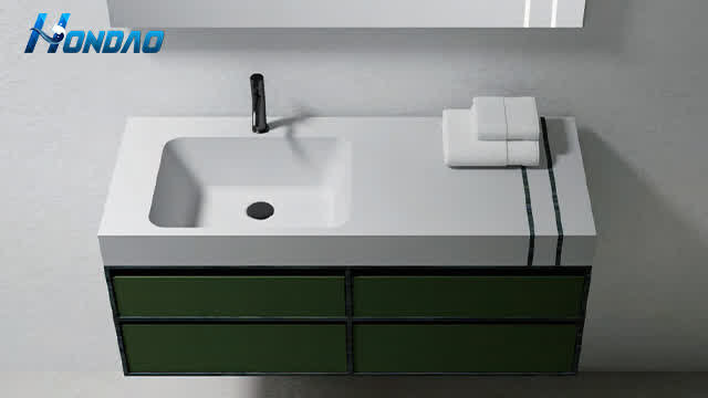 Customized Corian Solid Surface Bathroom Vanity Top Cabinet Basin | HONDAO