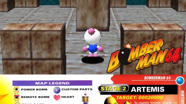 Bomberman 64 (Nintendo 64) - White Bomber Vs Artemis Boss Fight (English Vs Japanese versions)