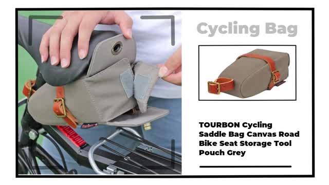 TOURBON Cycling Saddle Bag Canvas Road Bike Seat Storage Tool Pouch Grey