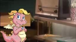 Cassie (The Pink Dragon From "Dragon Tales") Touches Her Father's Radio