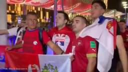 Serbian fans in Qatar before the match with Brazil at the 2022 World Cup chanted the slogan Serbia a