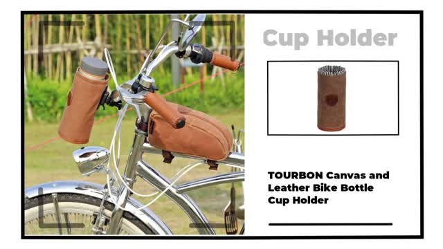 TOURBON Canvas and Leather Bike Bottle Cup Holder