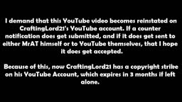 MrATAndreiThomas, I Cannot Believe What You Just Did... #JusticeForCraftingLord21