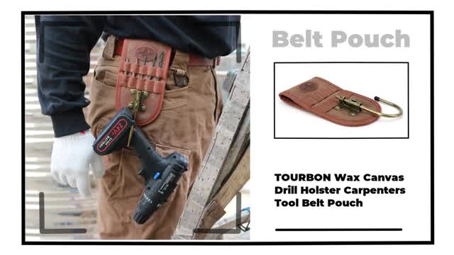 TOURBON Wax Canvas Drill Holster Carpenters Tool Belt Pouch