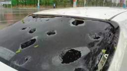 Killer hail covered the Guangzhou area in southern China along with a tornado. Some hailstones were 
