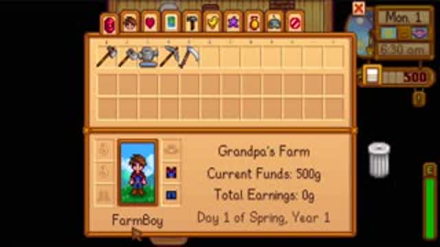 Inventory - Stardew Valley Menu Tab #1