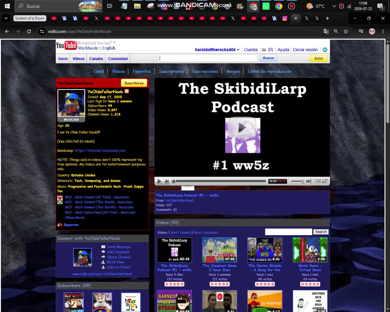 I'm the YeOlderFellerNoob 100th sub