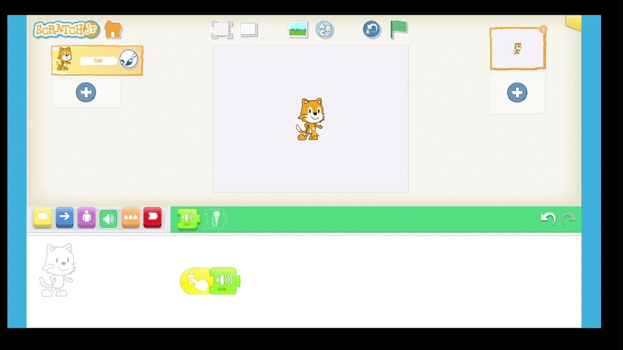 Learning Game Development First Project: "Pop Goes The Cat" Made in ScratchJr