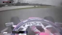 Adrian Zamora spins his Racing Point RP19 on his birthday