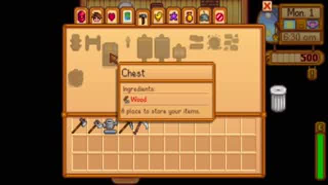 Crafting - Stardew Valley Menu Tab #6